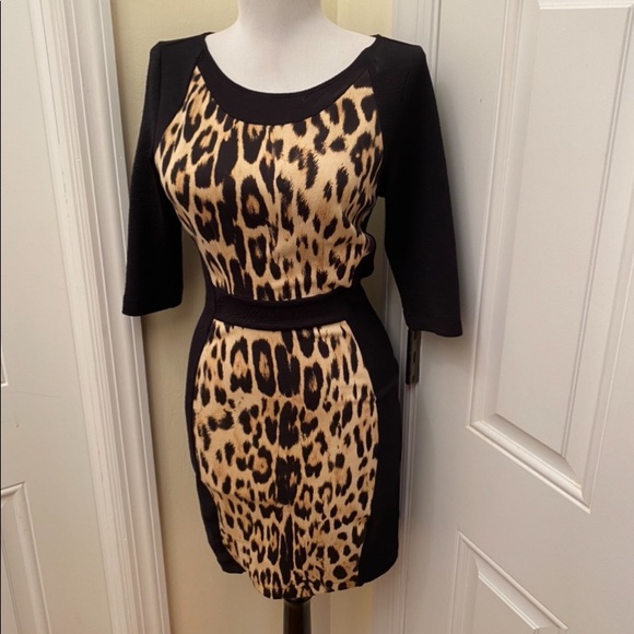 Zara W & B Collection Leopard Print Blk Dress - Picture 9 of 9